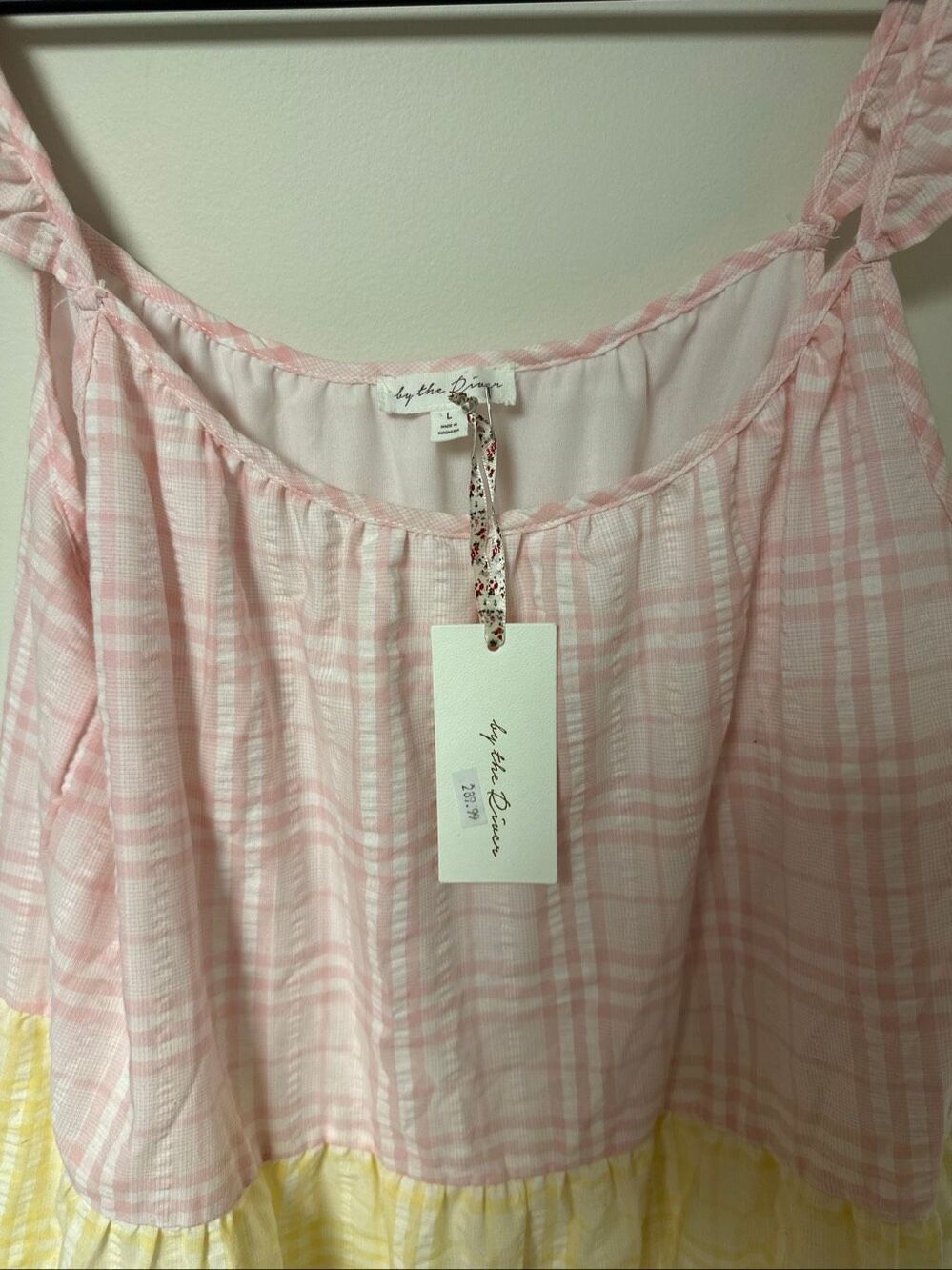 NWT By The River Tiered Plaid Midi Dress Large $280 - Picture 3 of 6